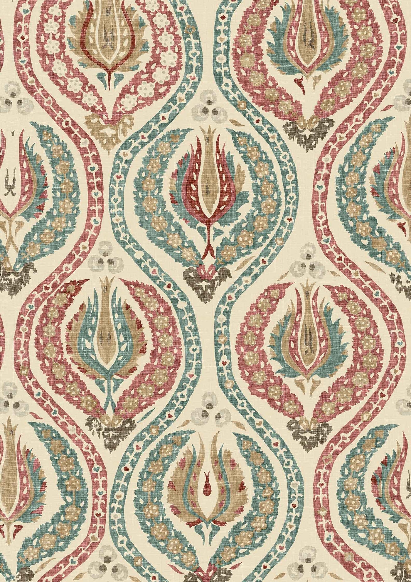 Benaki Mulberry Blue – närbild — Lewis & Wood tyg