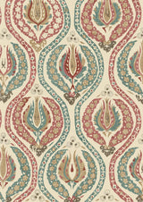 Benaki Mulberry Blue – närbild — Lewis & Wood tyg