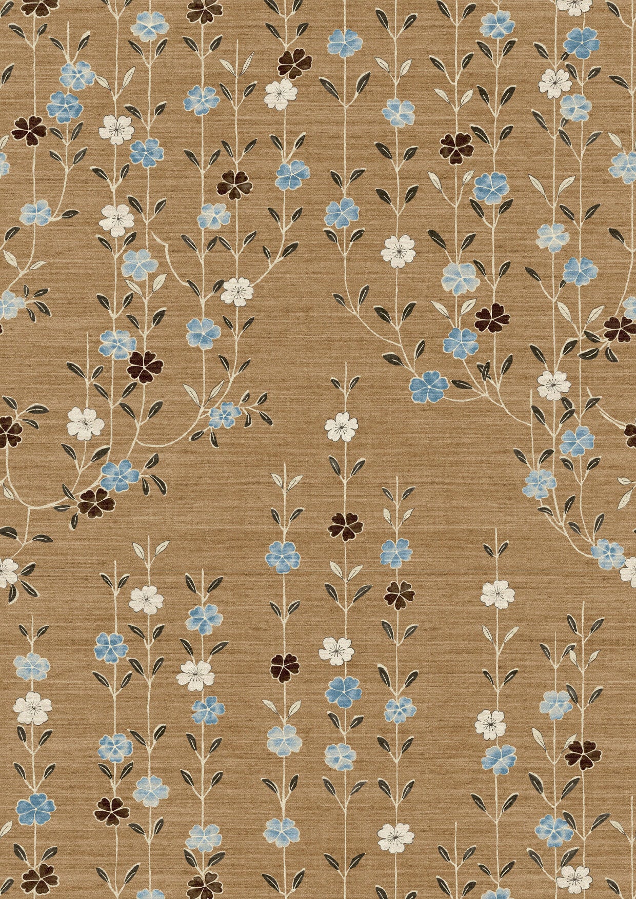 Blossom Blue Ginger – närbild — Lewis & Wood tyg