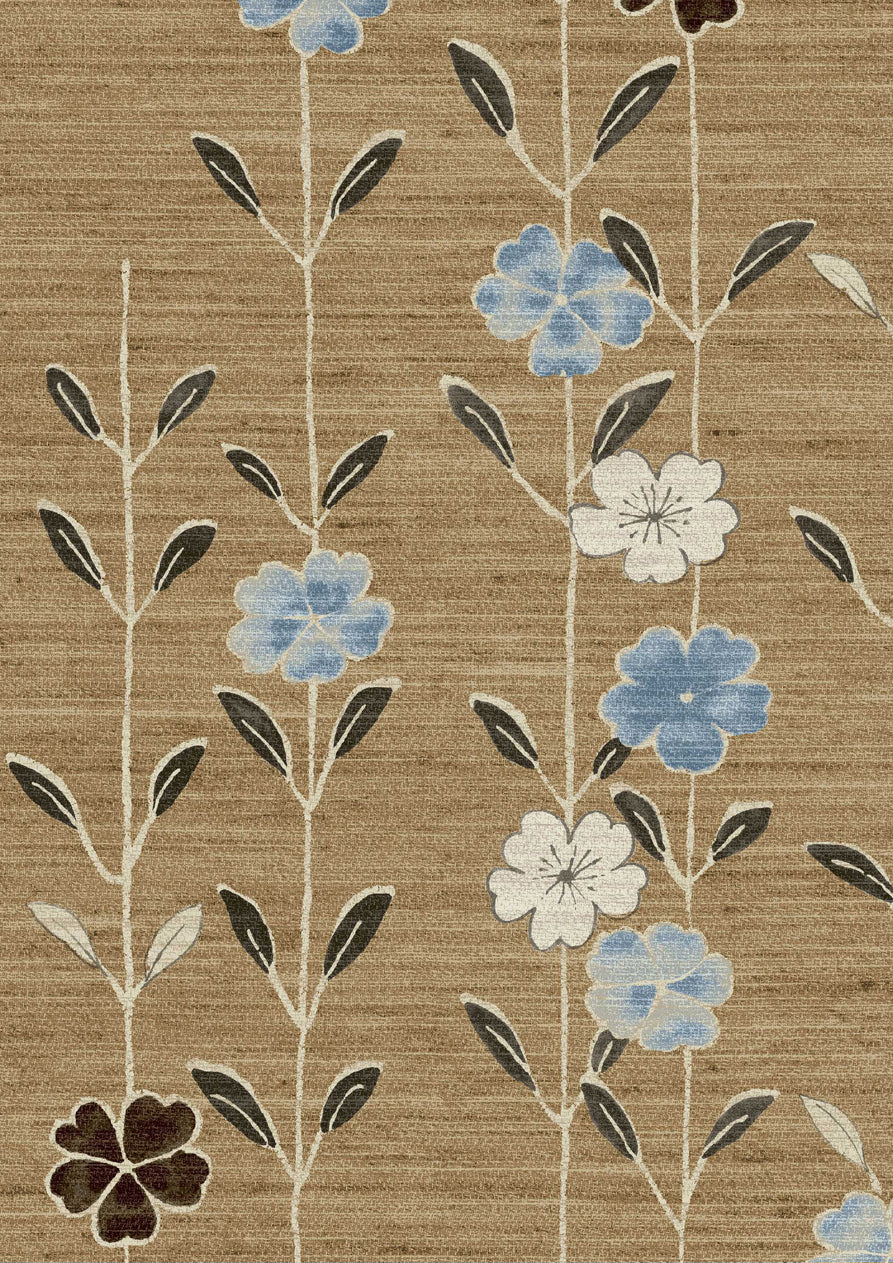 Blossom Tapetprov Blue Ginger