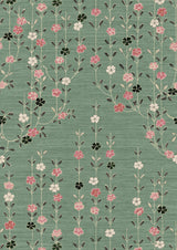 Blossom Peony Jade – närbild — Lewis & Wood tyg