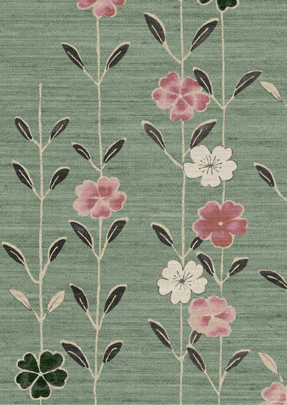 Blossom Tapetprov Peony Jade