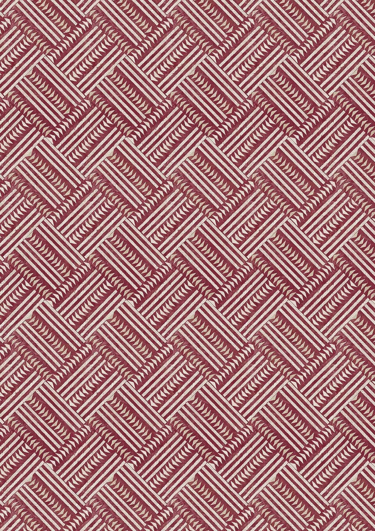 Checkerbox Pomegranate – närbild — Lewis & Wood tyg