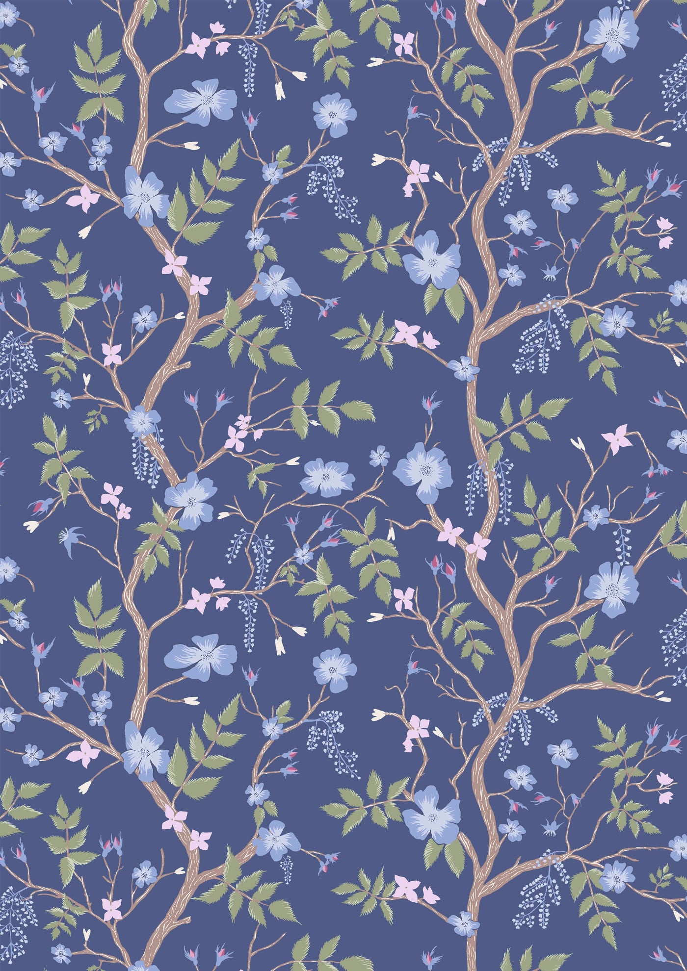 Cinda's Roses Blue Yonder – hel bredd — Lewis & Wood tapet