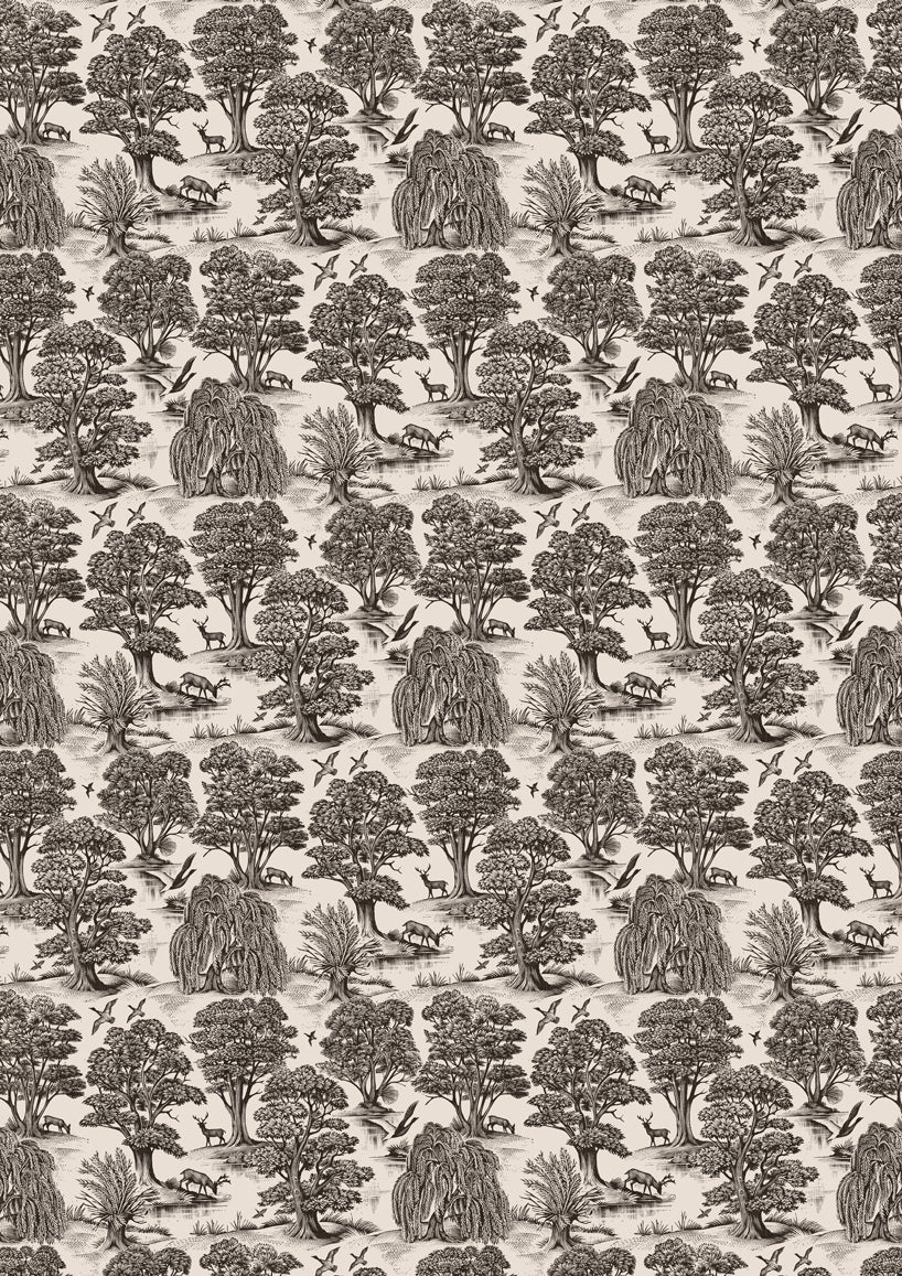 Deer Park Black – hel bredd — Lewis & Wood tyg