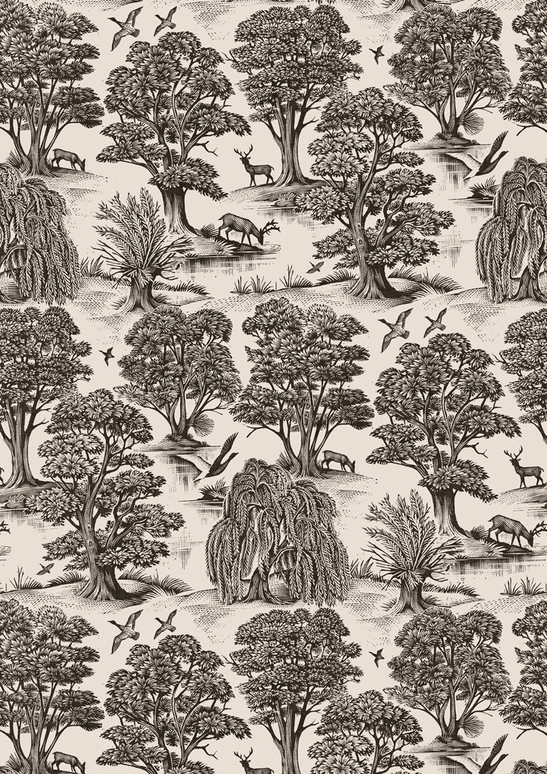 Deer Park Black – närbild — Lewis & Wood tyg