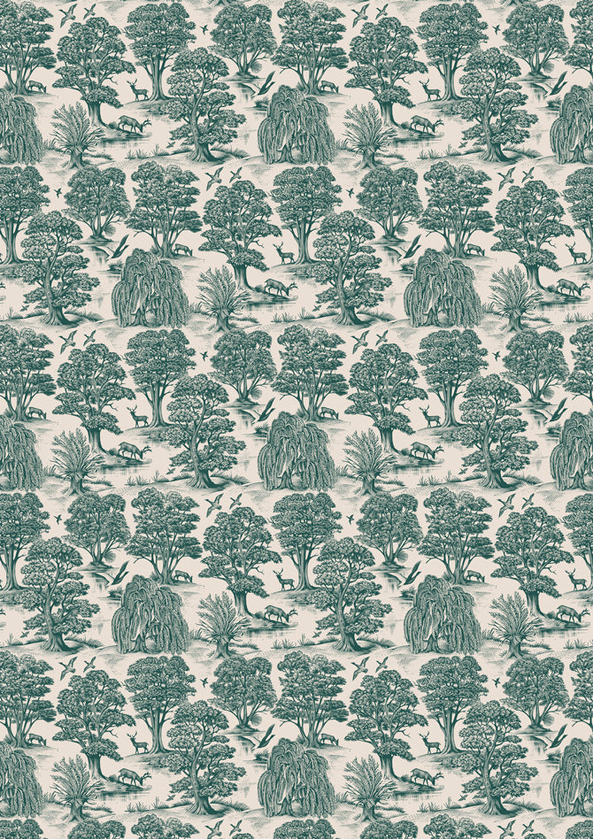 Deer Park Forest Green – hel bredd — Lewis & Wood tyg