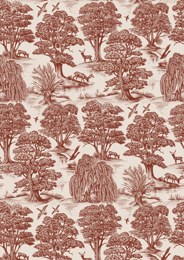 Deer Park Rouge – närbild — Lewis & Wood tyg