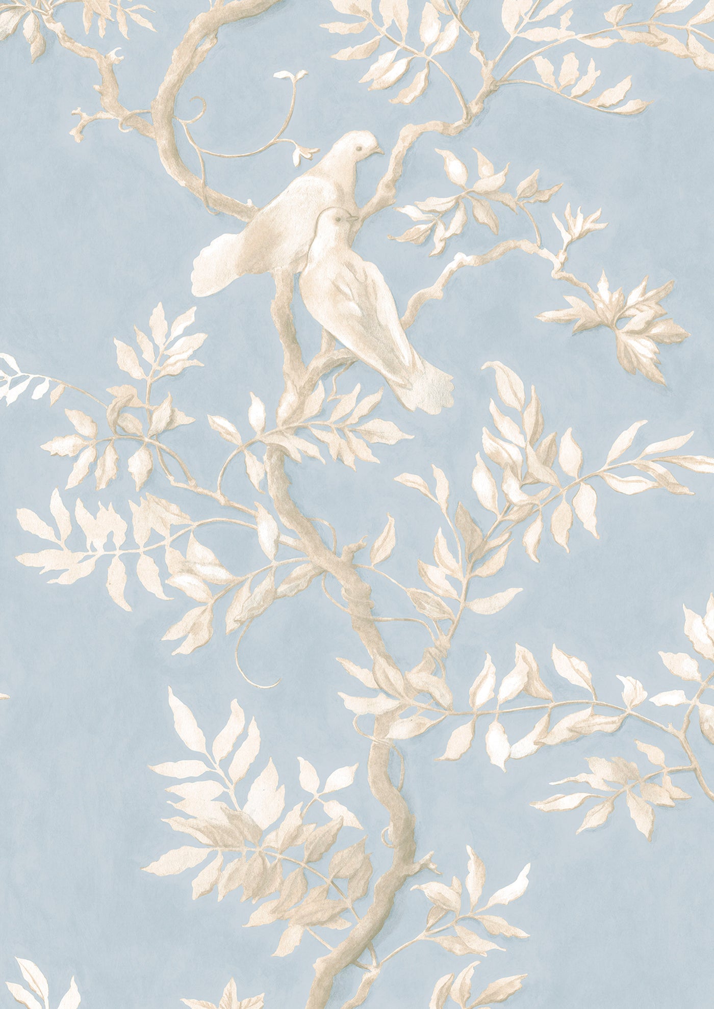 Doves Summer Blue – närbild — Lewis & Wood tyg