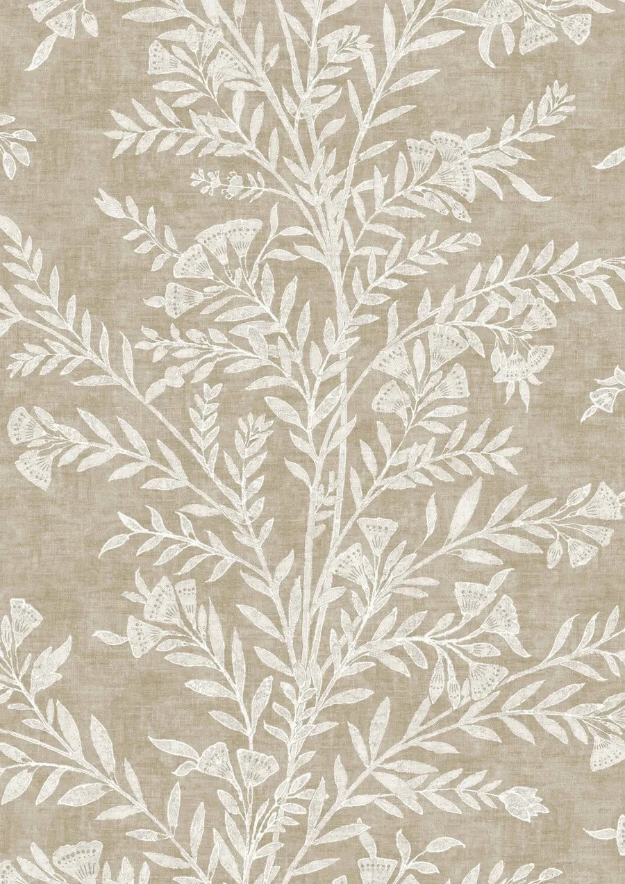 Fan Flower Gold Dust – närbild — Lewis & Wood tyg