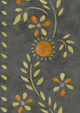 Folklore Tapetprov Charcoal Lime