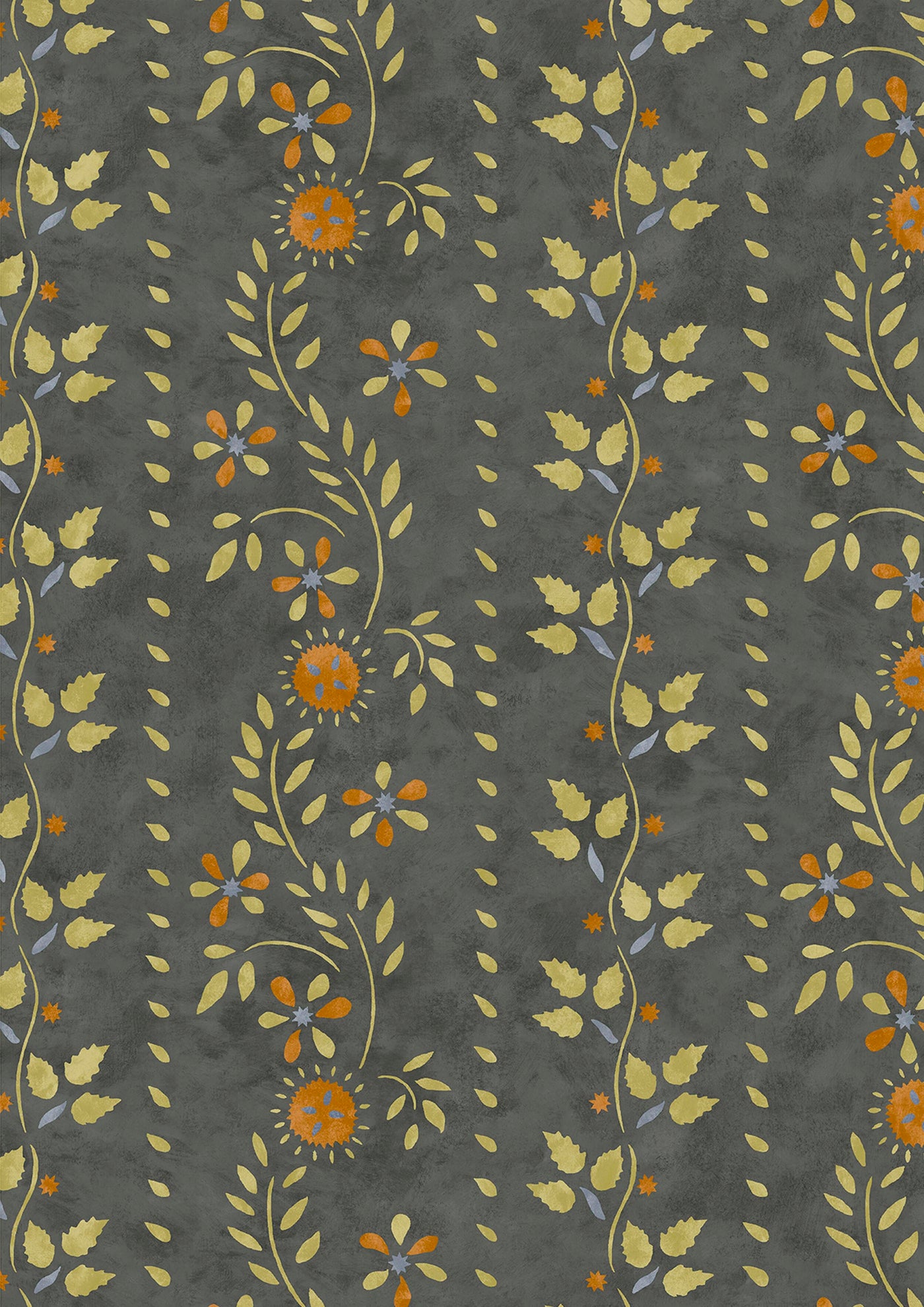 Folklore Charcoal Lime – närbild — Lewis & Wood tapet