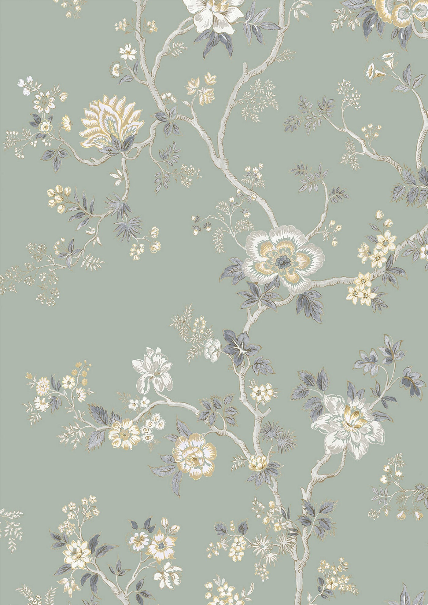 Indienne Green Glaze – närbild — Lewis & Wood tapet