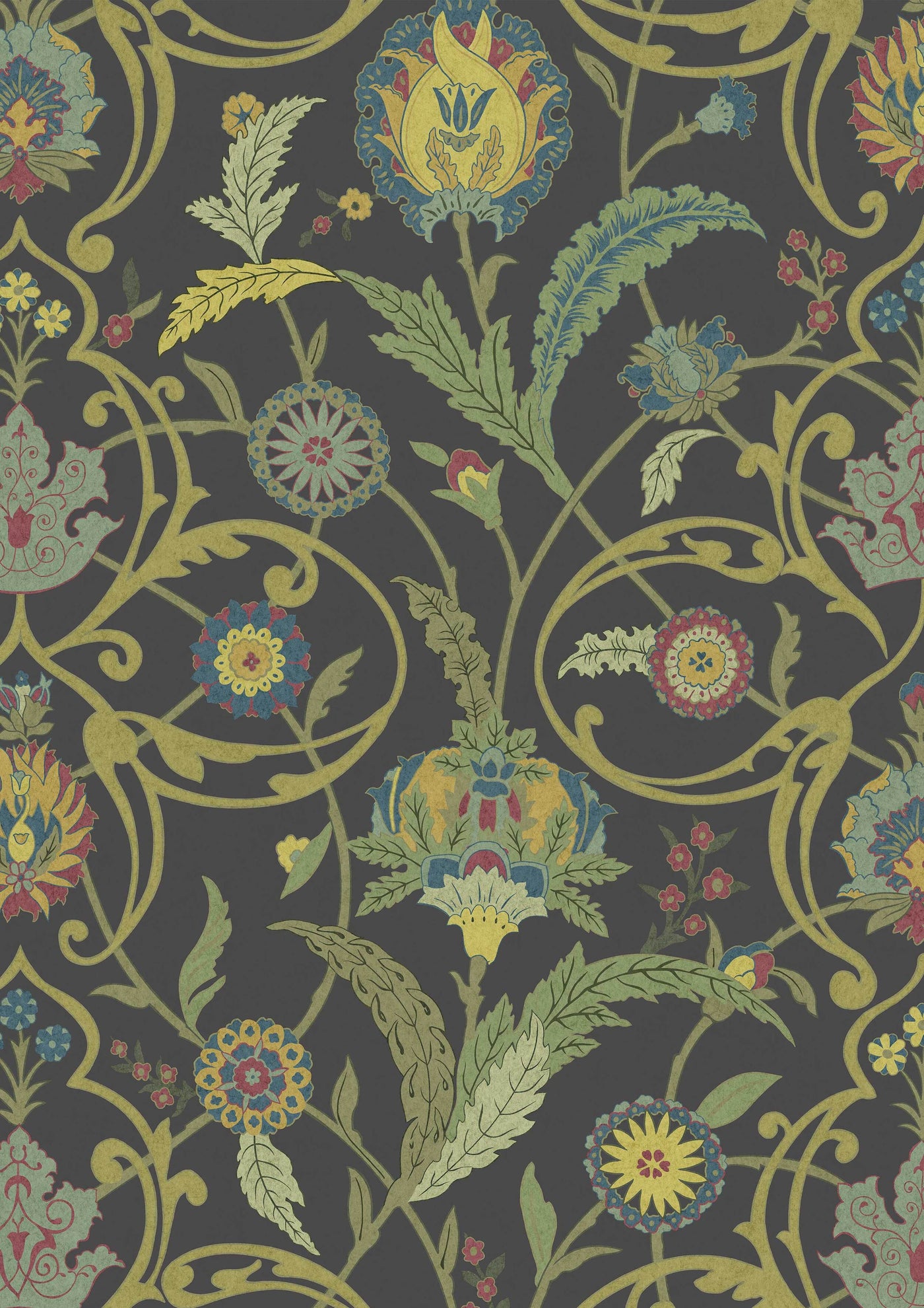 Ipek Damask Black Gold – närbild — Lewis & Wood tapet