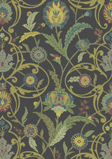 Ipek Damask Black Gold – närbild — Lewis & Wood tapet