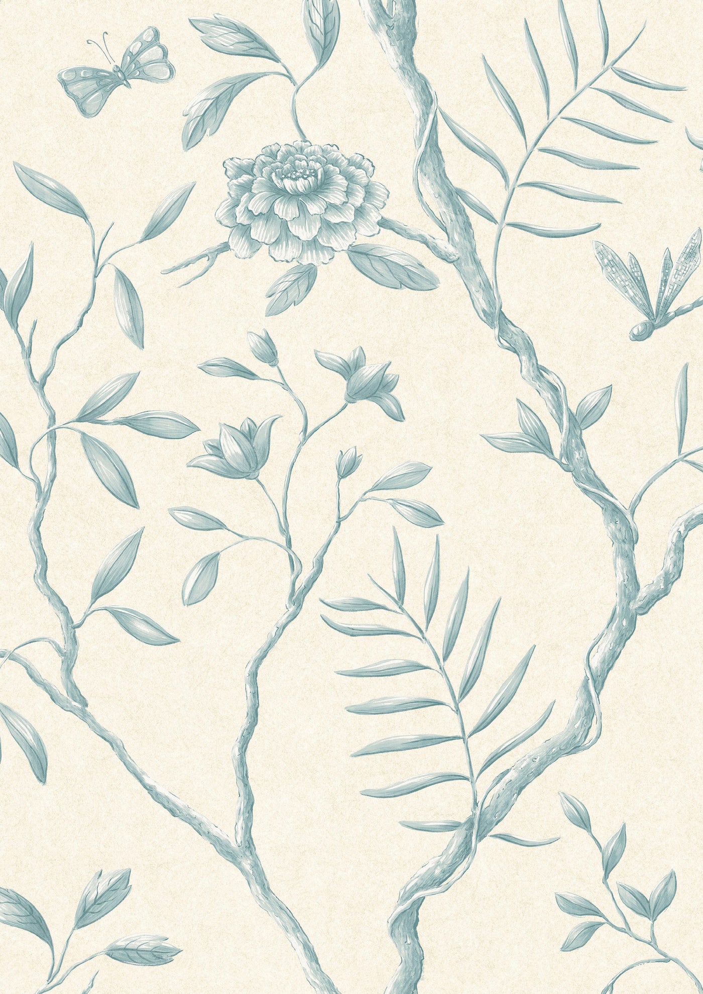 Jasper Peony Aqua – närbild — Lewis & Wood tapet