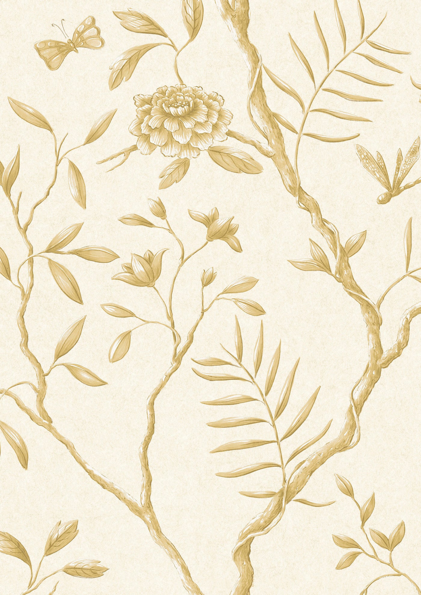 Jasper Peony Buttermilk Reverse – närbild — Lewis & Wood tapet