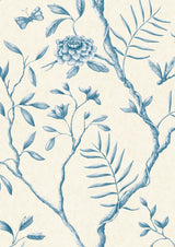 Jasper Peony China Blue – närbild — Lewis & Wood tapet