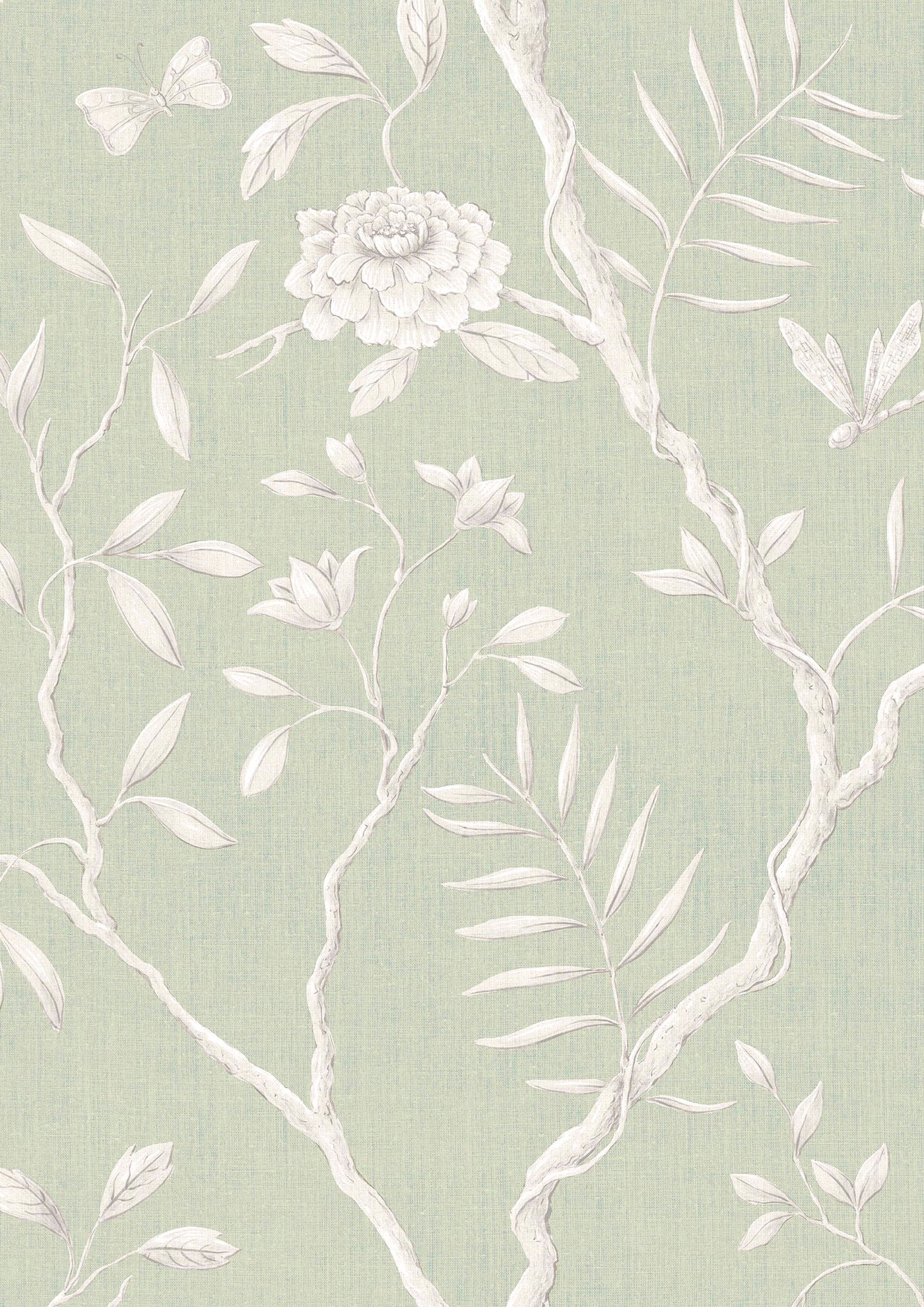 Jasper Peony Eau de Nil – närbild — Lewis & Wood tapet