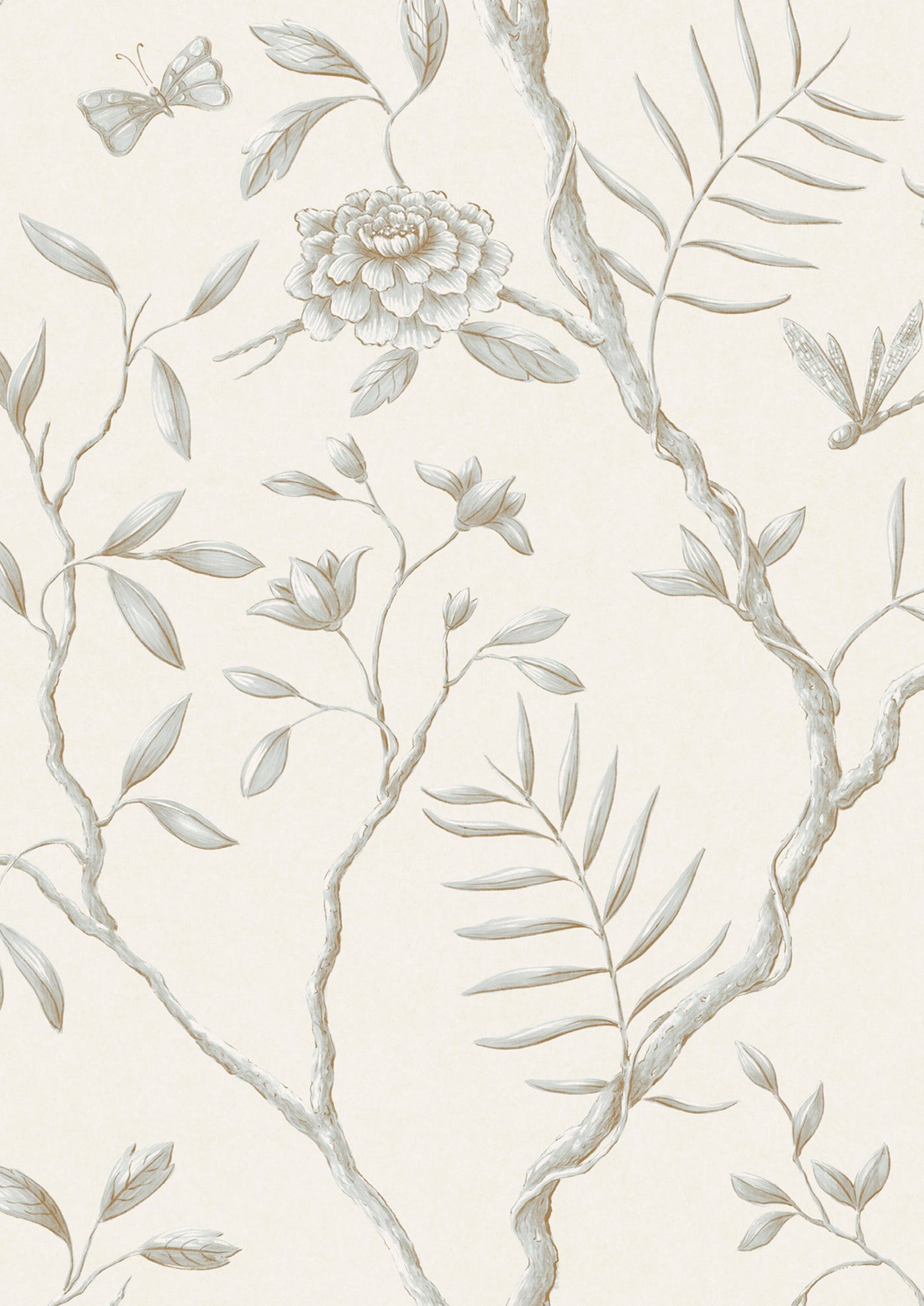 Jasper Peony Eucalyptus – närbild — Lewis & Wood tapet