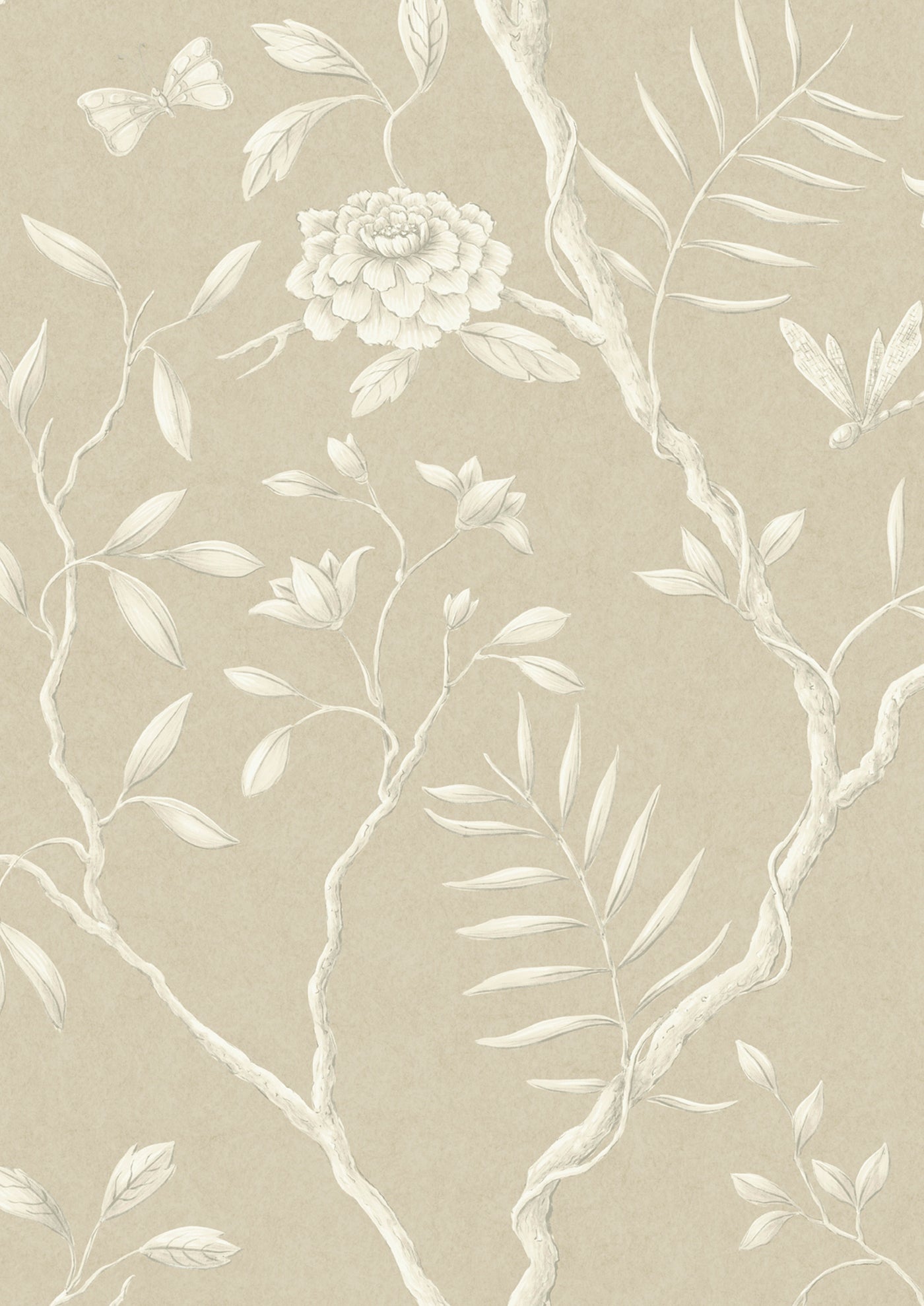 Jasper Peony Parchment – närbild — Lewis & Wood tapet