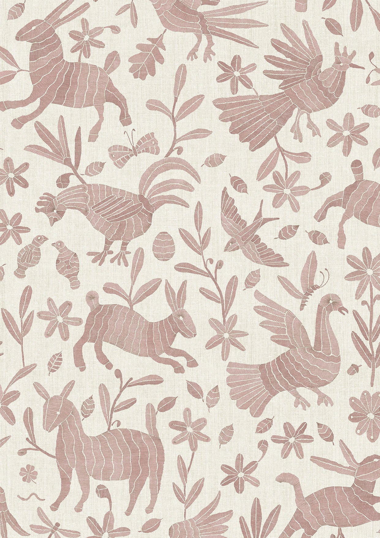 Otomi Bunny Pink – närbild — Lewis & Wood tyg