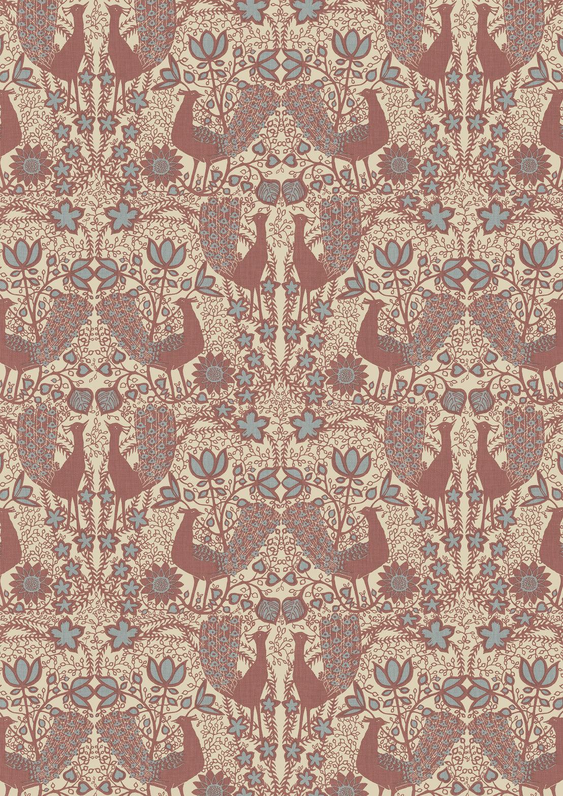 Peacock Rhone – hel bredd — Lewis & Wood tyg
