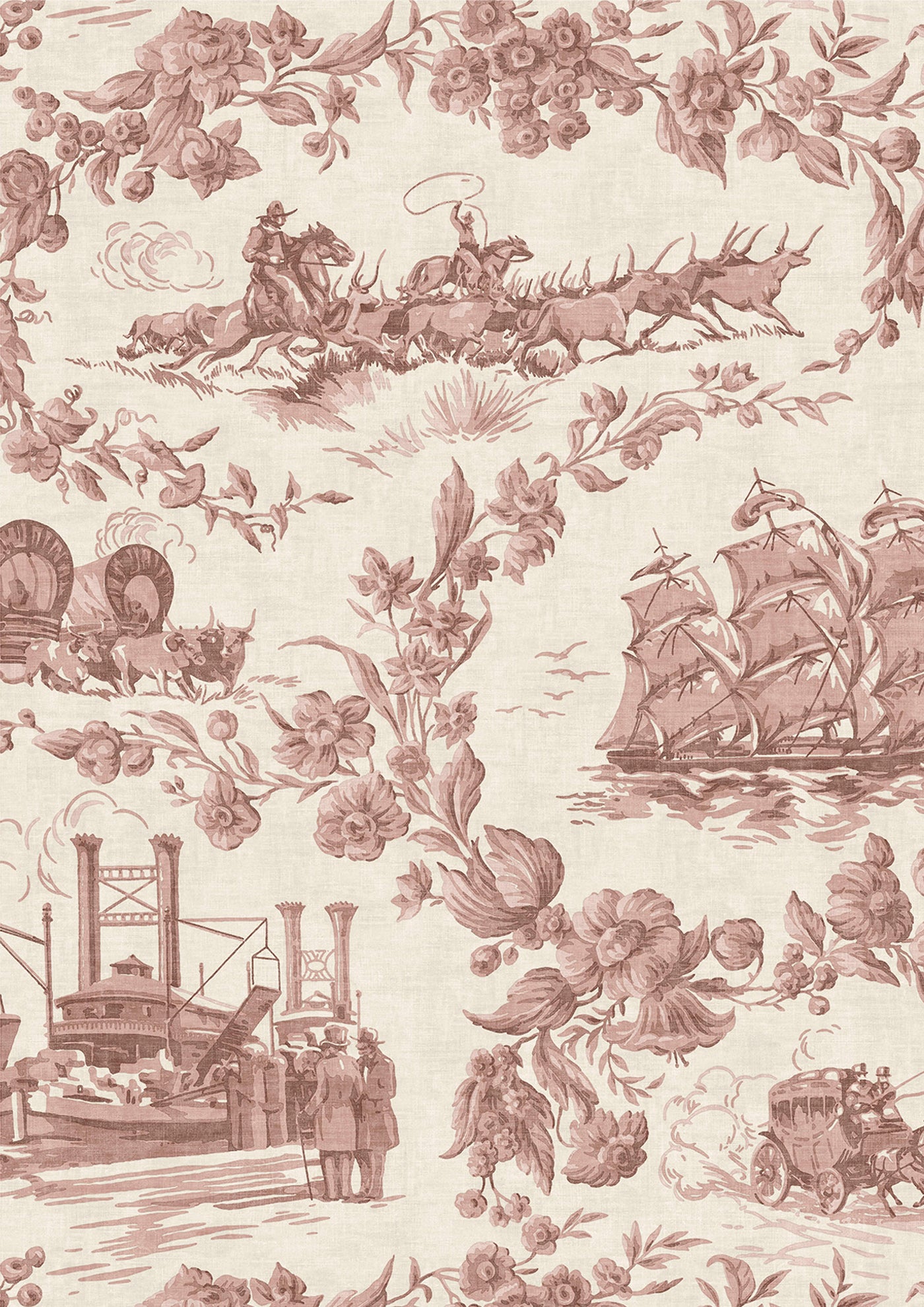 Pioneer Days Dusty Rose – närbild — Lewis & Wood tapet