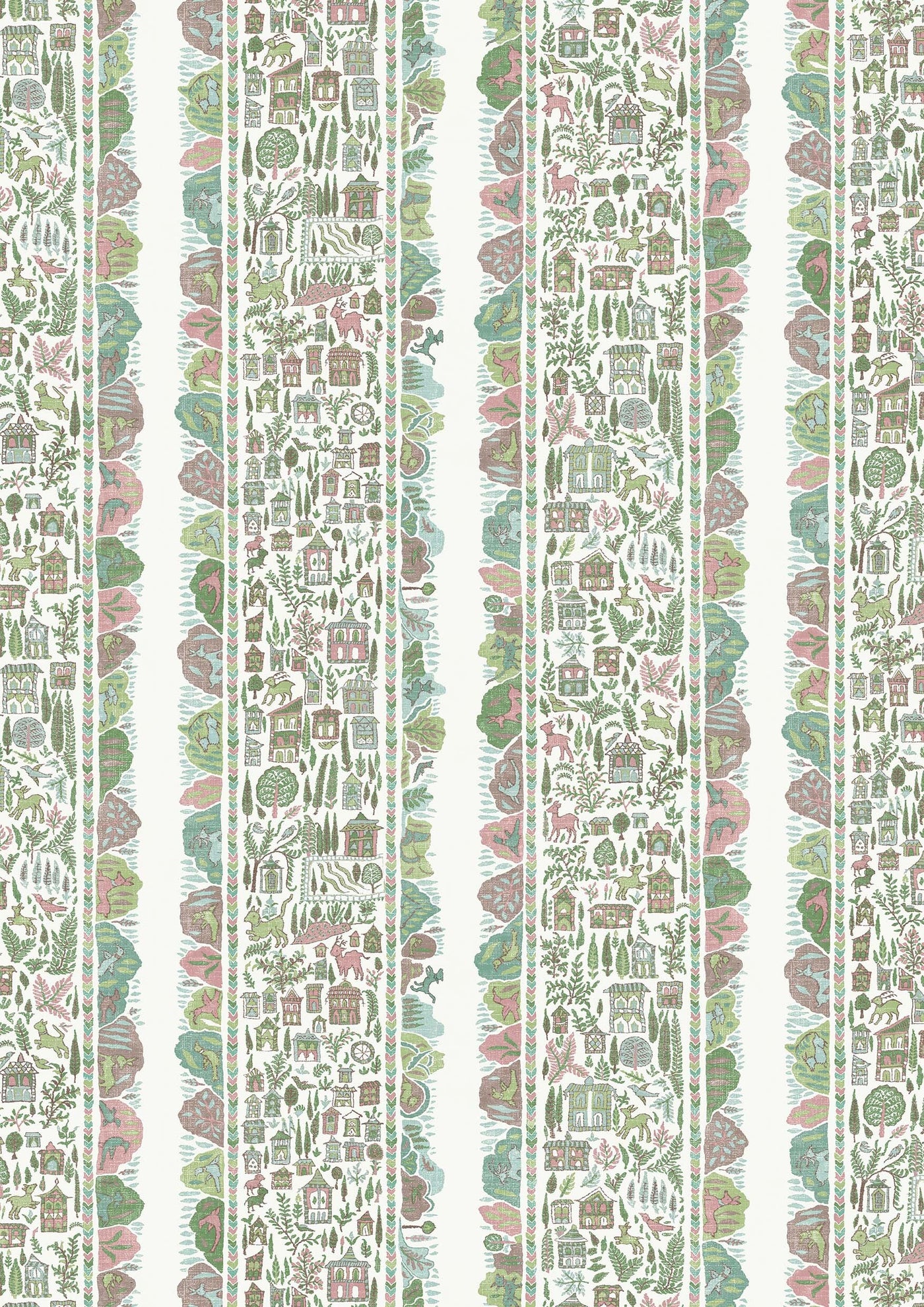 Ravi Ribbon Pistachio Rose – närbild — Lewis & Wood tapet