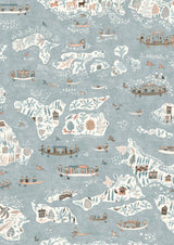 Regatta Blue Almond – närbild — Lewis & Wood tapet