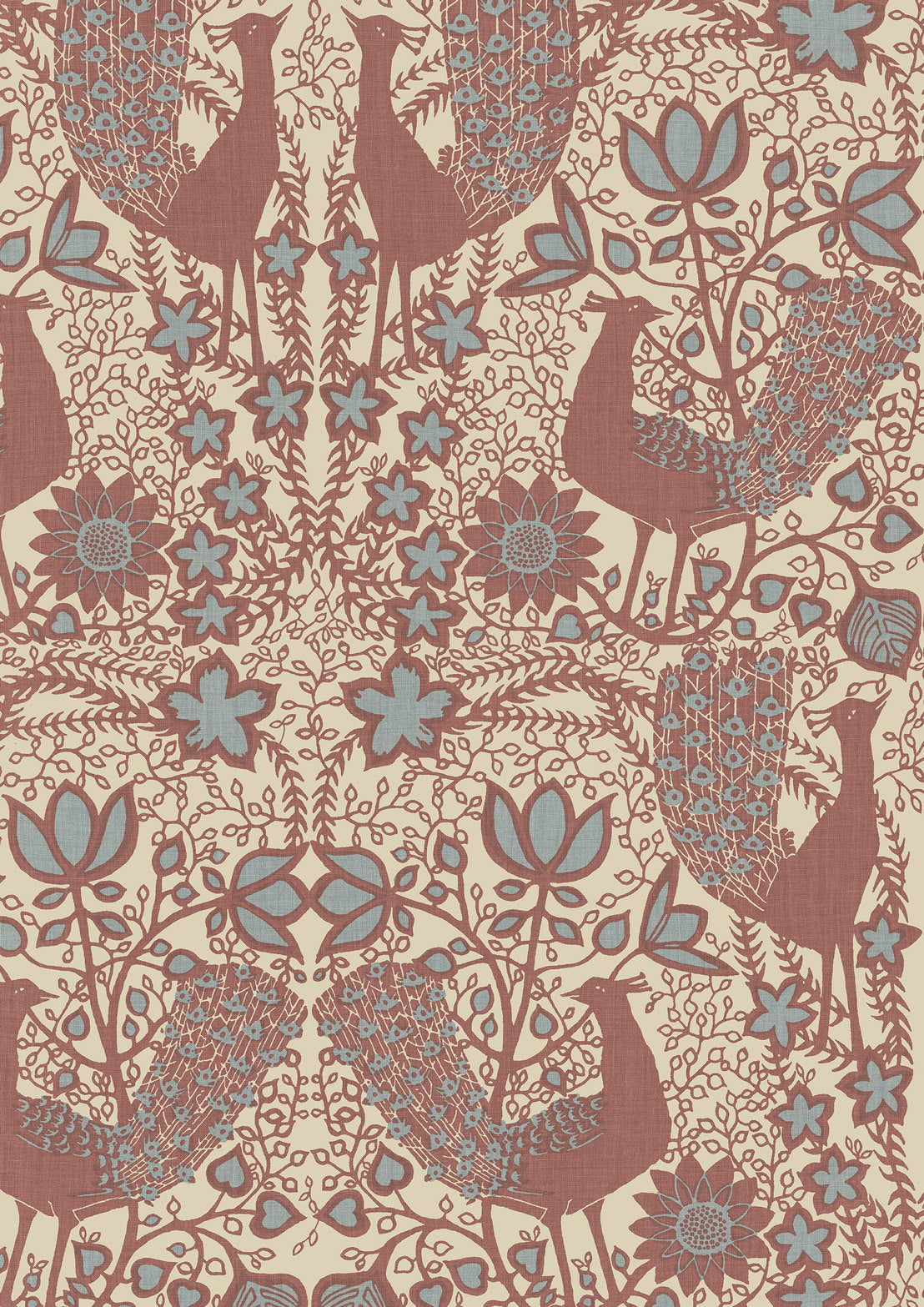 Peacock Rhone – närbild — Lewis & Wood tyg