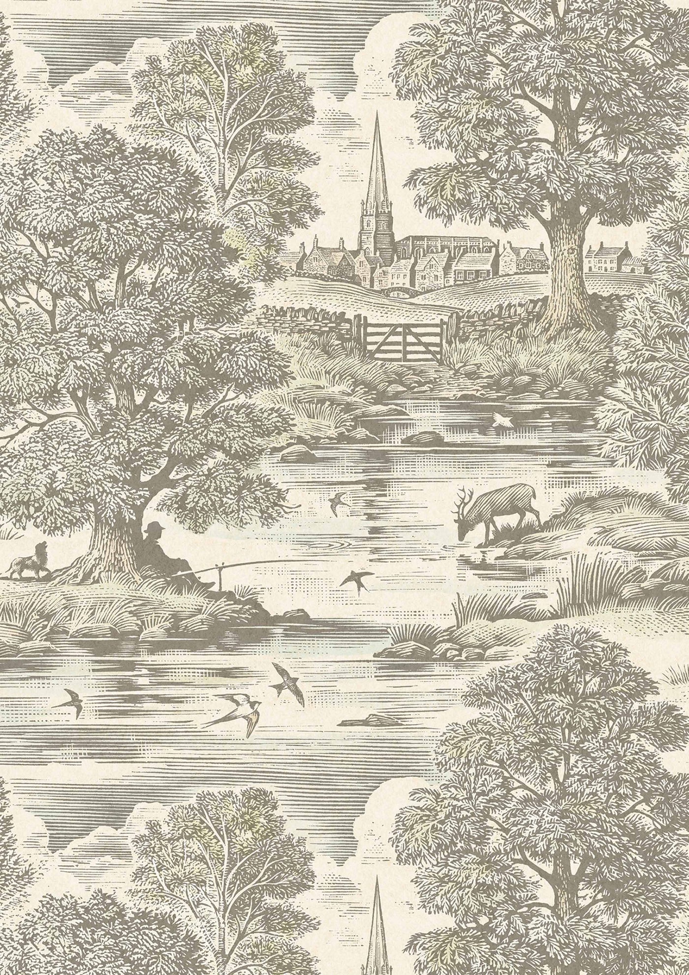 Royal Oak Aquatint – närbild — Lewis & Wood tapet