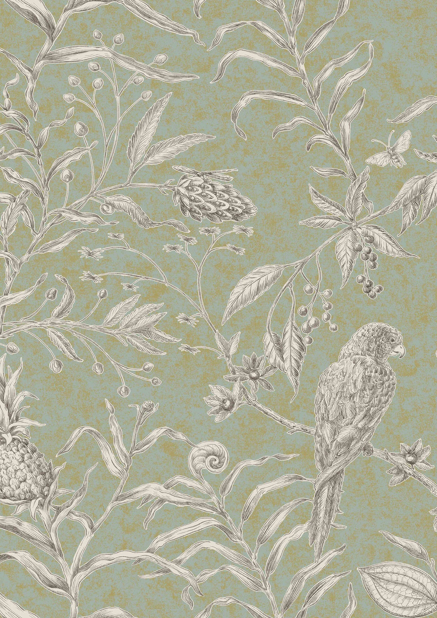 Squawk Charcoal Lime – närbild — Lewis & Wood tyg