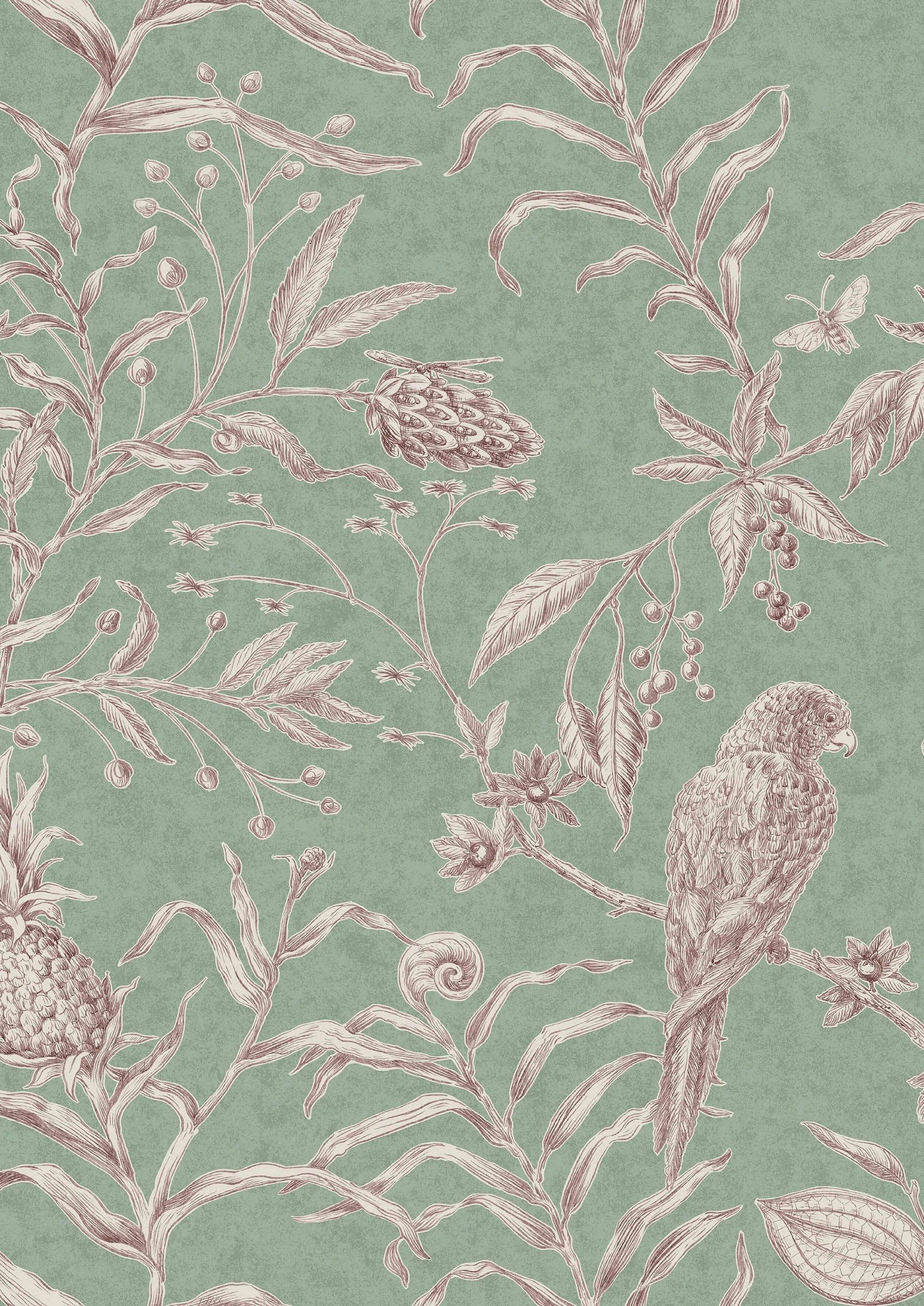 Squawk Chocolate Mint – närbild — Lewis & Wood tyg