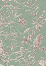 Squawk Chocolate Mint – närbild — Lewis & Wood tyg