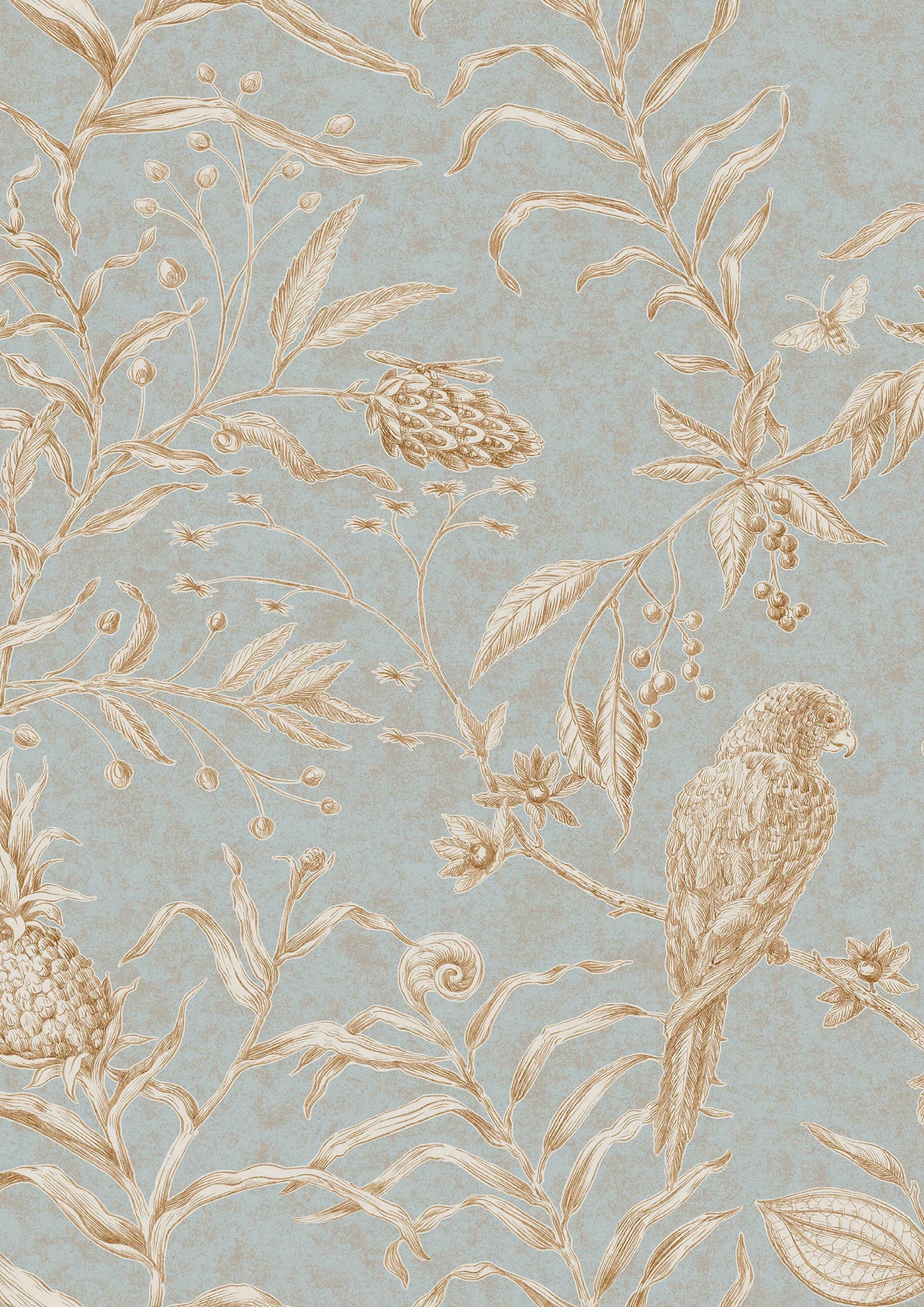 Squawk Grey Gold – närbild — Lewis & Wood tyg