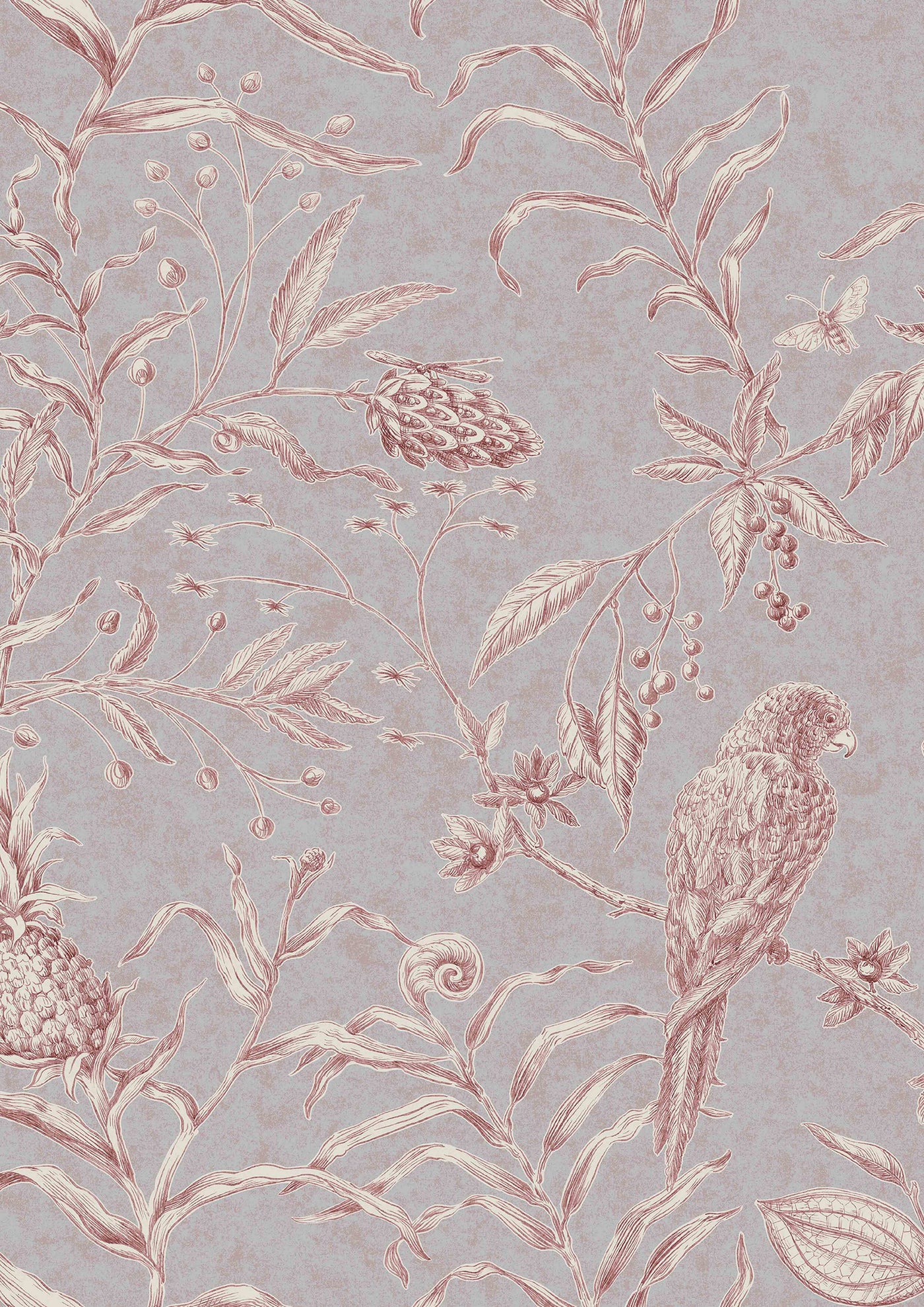 Squawk Parma Pink – närbild — Lewis & Wood tyg