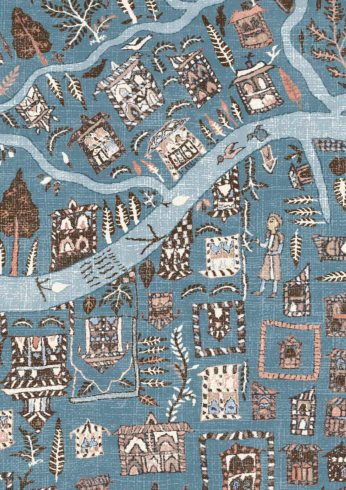 The Map Maxi Blue Almond — Lewis & Wood tapet
