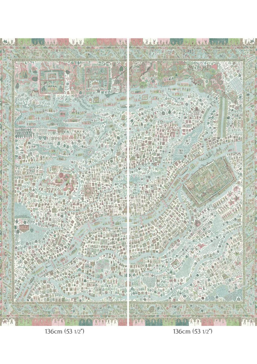 The Map Maxi Pistachio Rose – hel bredd — Lewis & Wood tapet