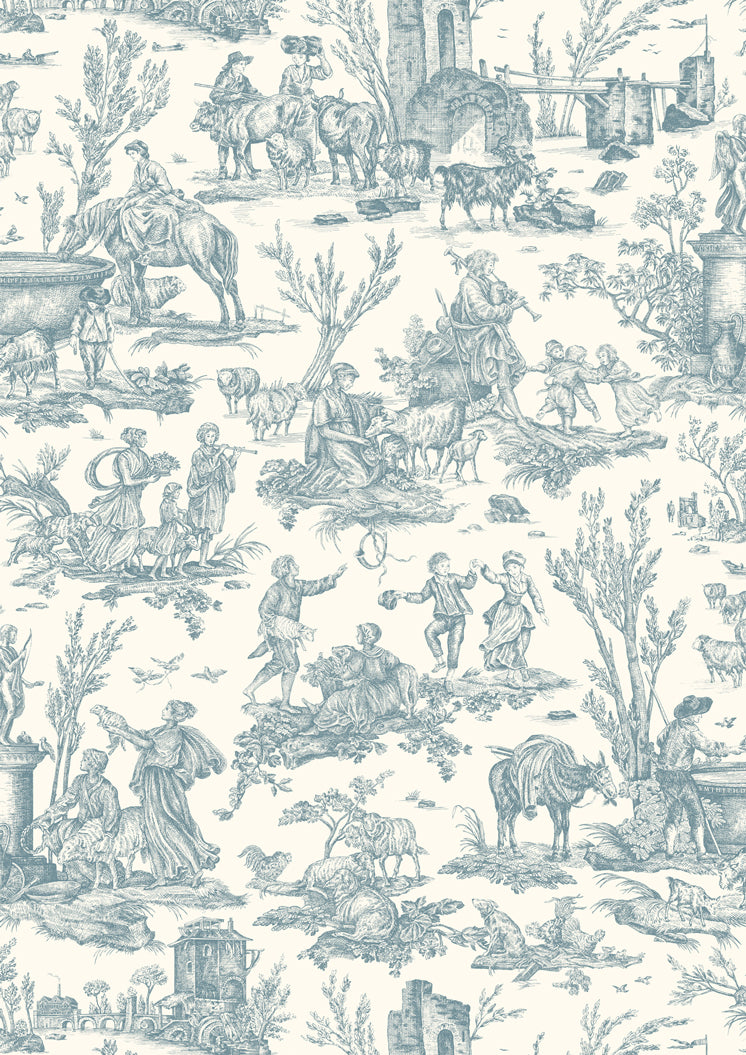 Toile Baptiste Celeste – närbild — Lewis & Wood tapet