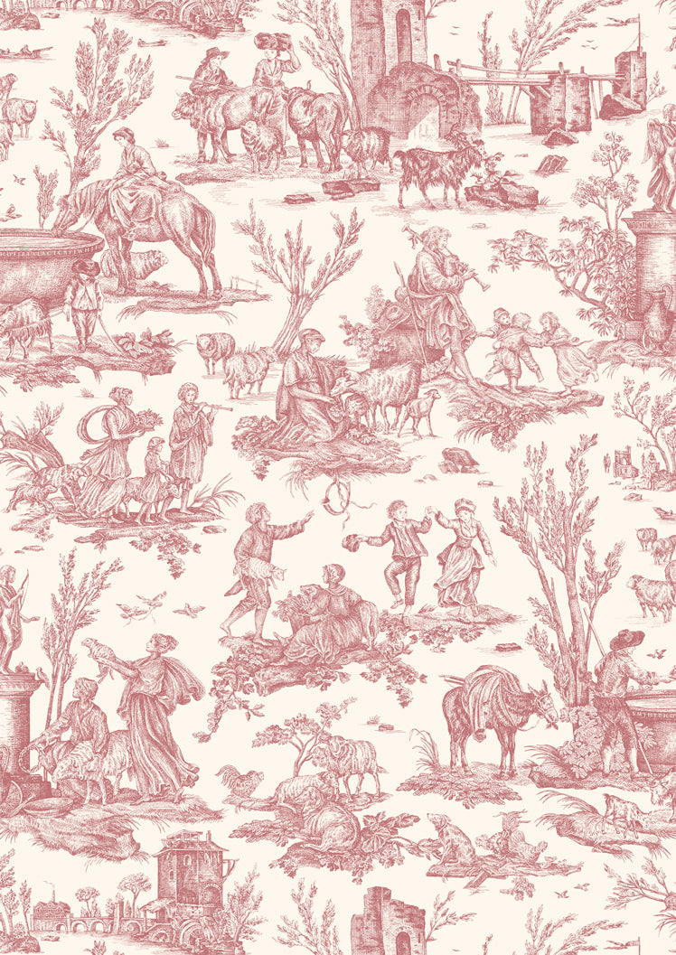 Toile Baptiste Cerise – närbild — Lewis & Wood tapet