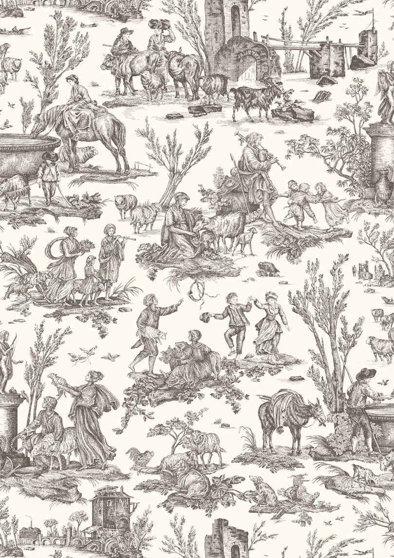 Toile Baptiste Douce Noir – närbild — Lewis & Wood tapet