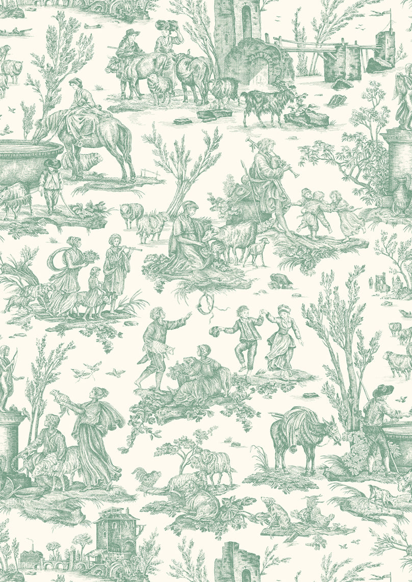 Toile Baptiste Jade – närbild — Lewis & Wood tapet