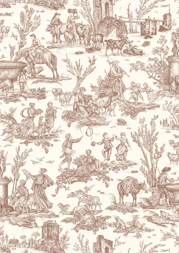 Toile Baptiste Marron – närbild — Lewis & Wood tapet