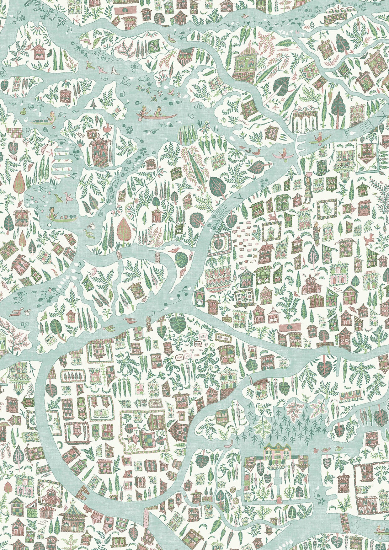 Utopia Pistachio Rose – närbild — Lewis & Wood tapet