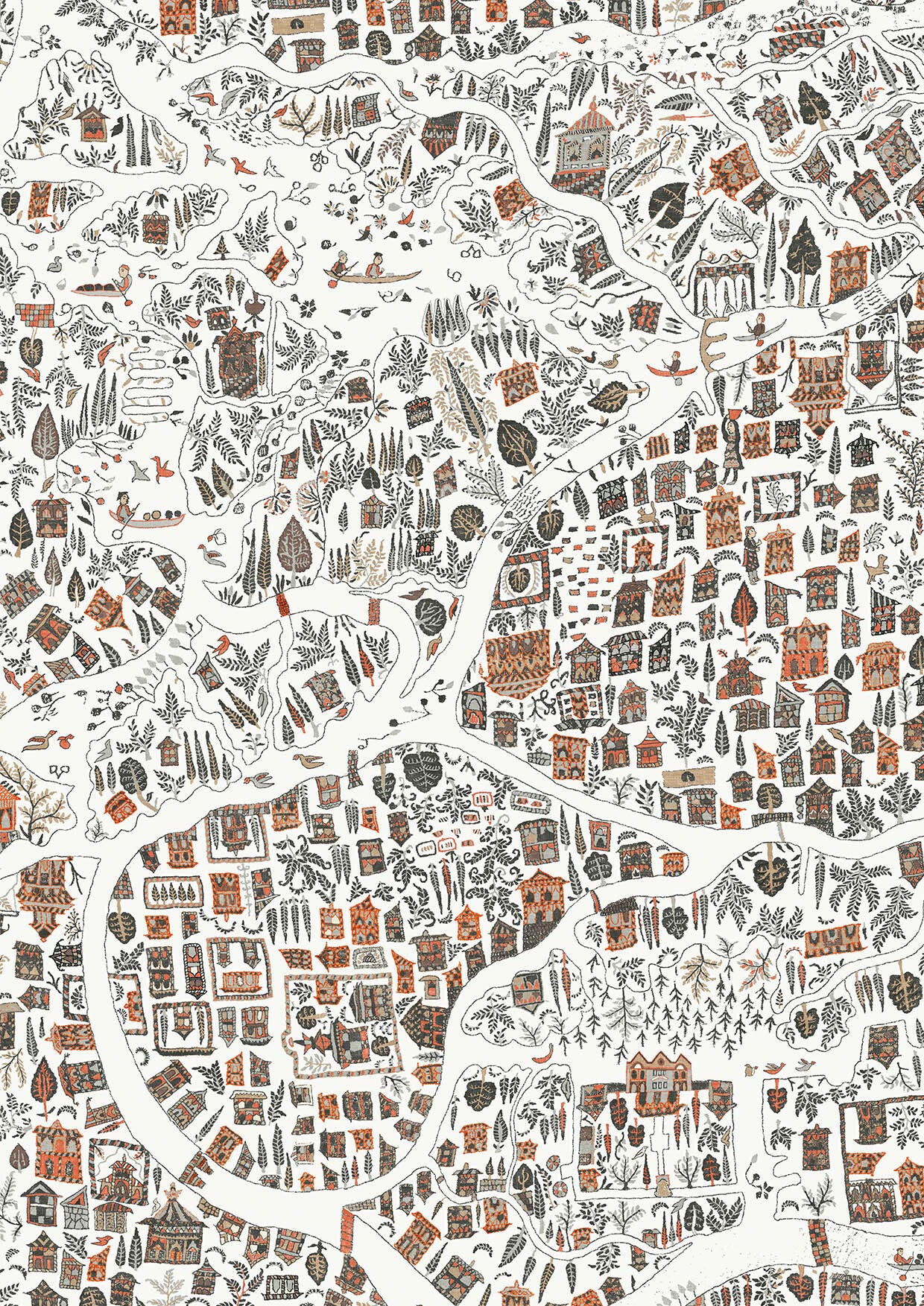 Utopia Satsuma Soot – närbild — Lewis & Wood tapet
