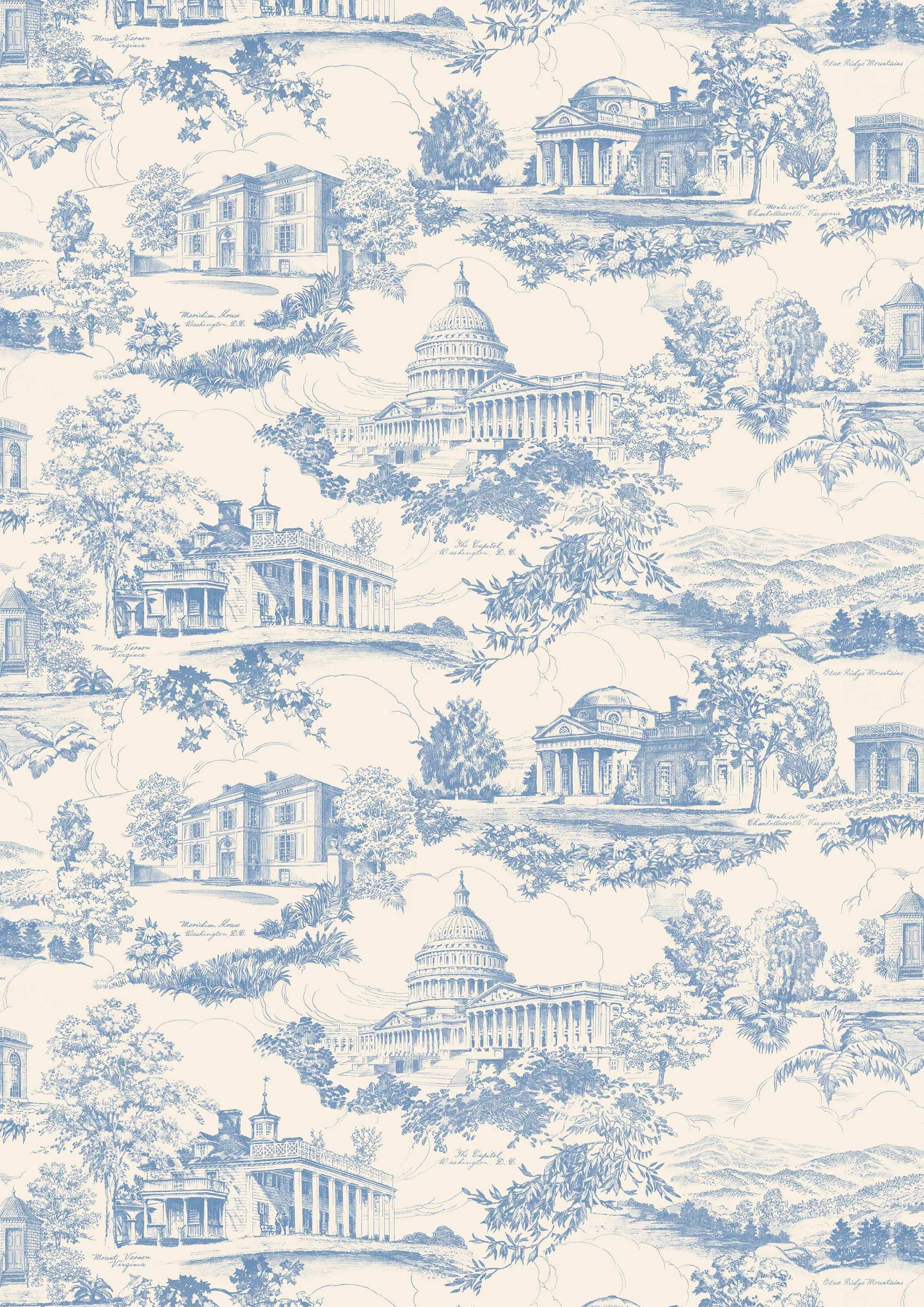 Washington Toile Blue Ridge – hel bredd — Lewis & Wood tapet