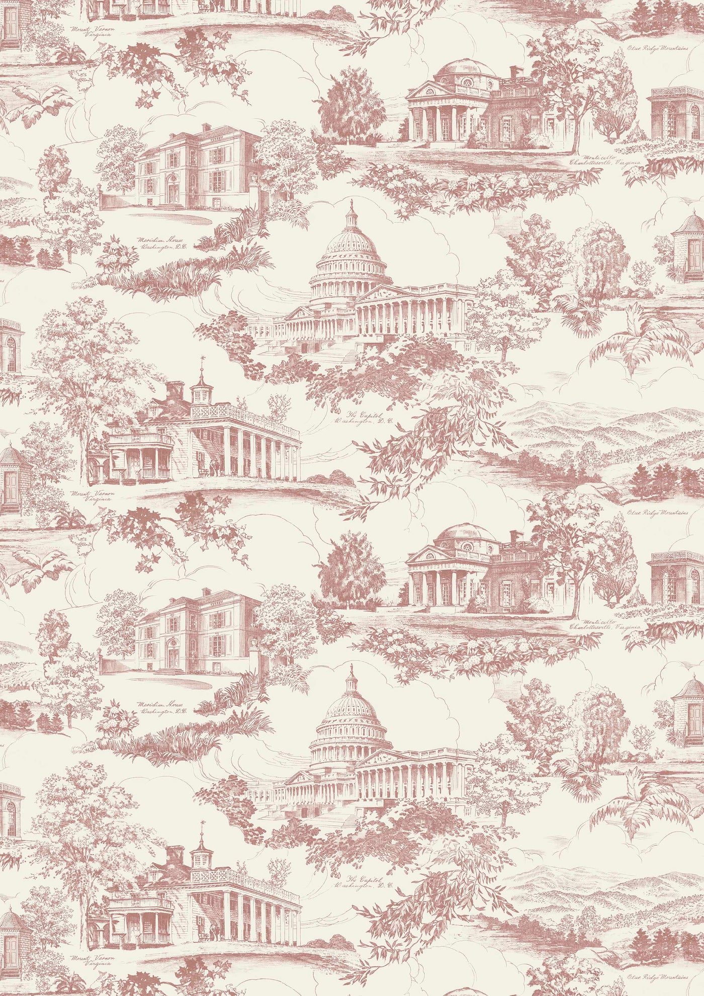 Washington Toile Cherry Blossom – hel bredd — Lewis & Wood tapet