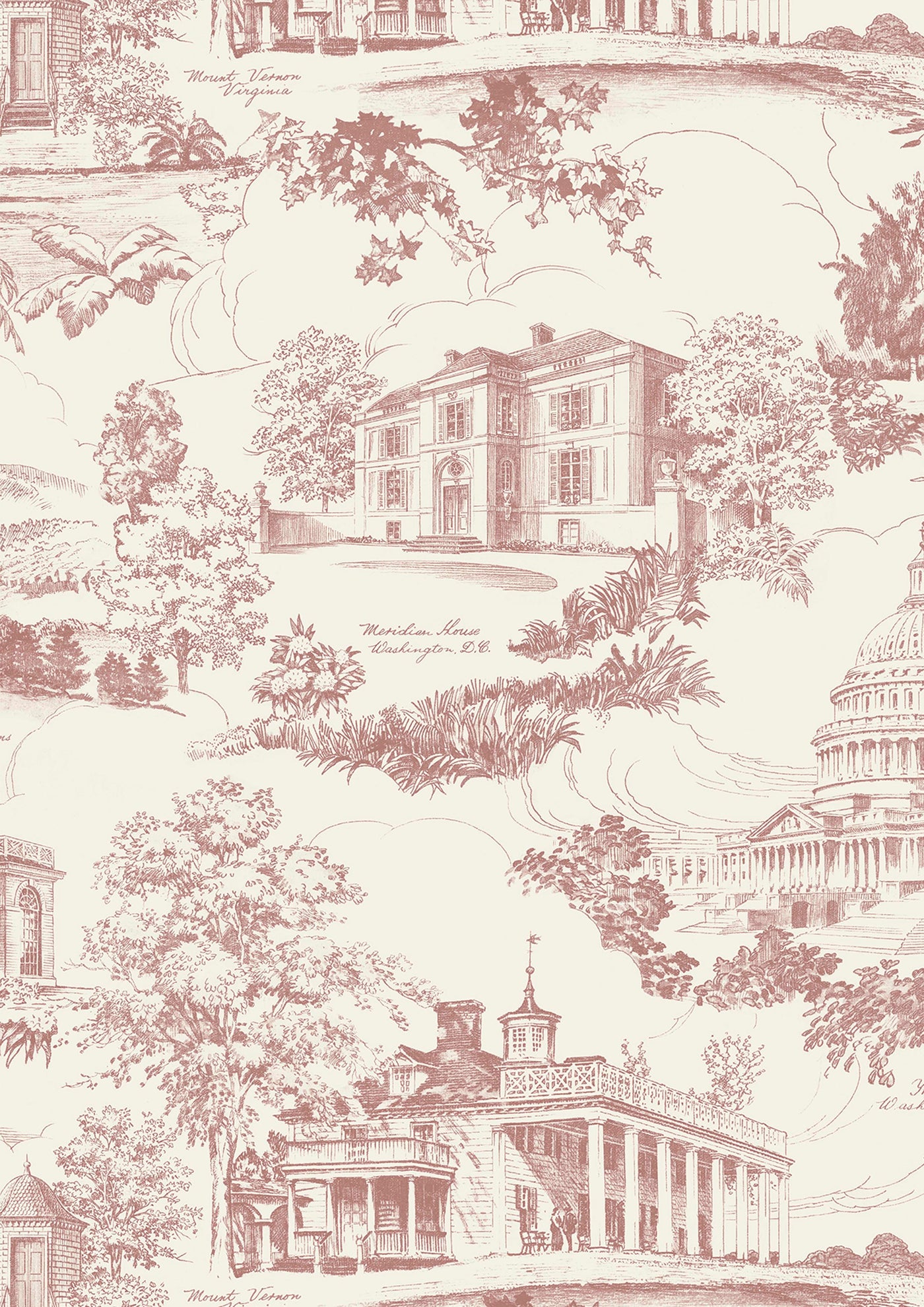 Washington Toile Cherry Blossom – närbild — Lewis & Wood tapet
