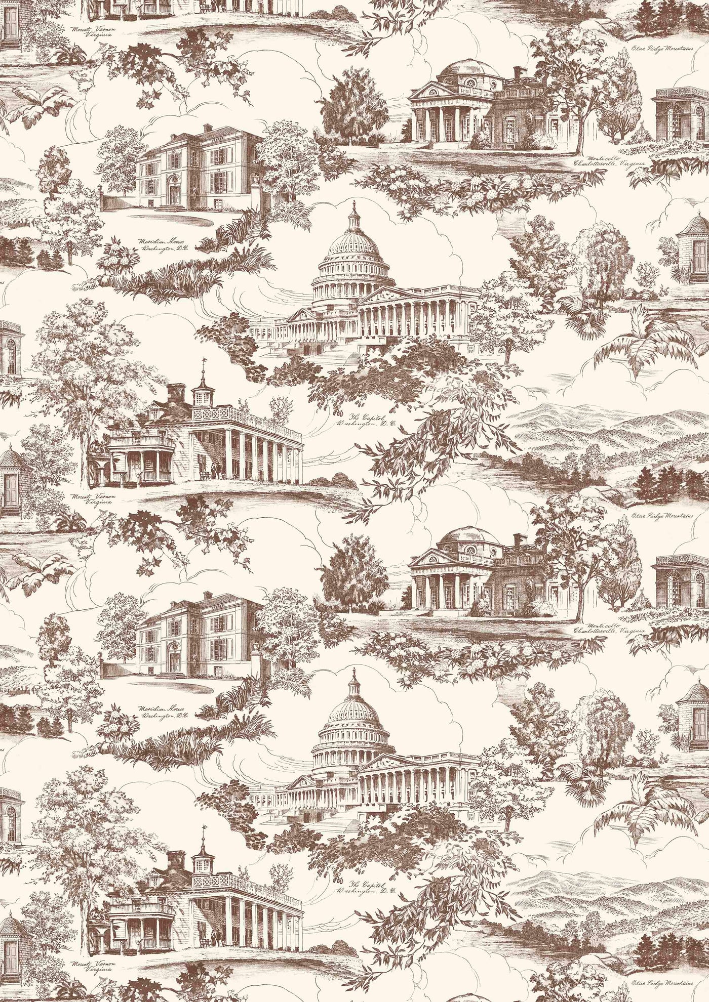 Washington Toile Library – hel bredd — Lewis & Wood tapet